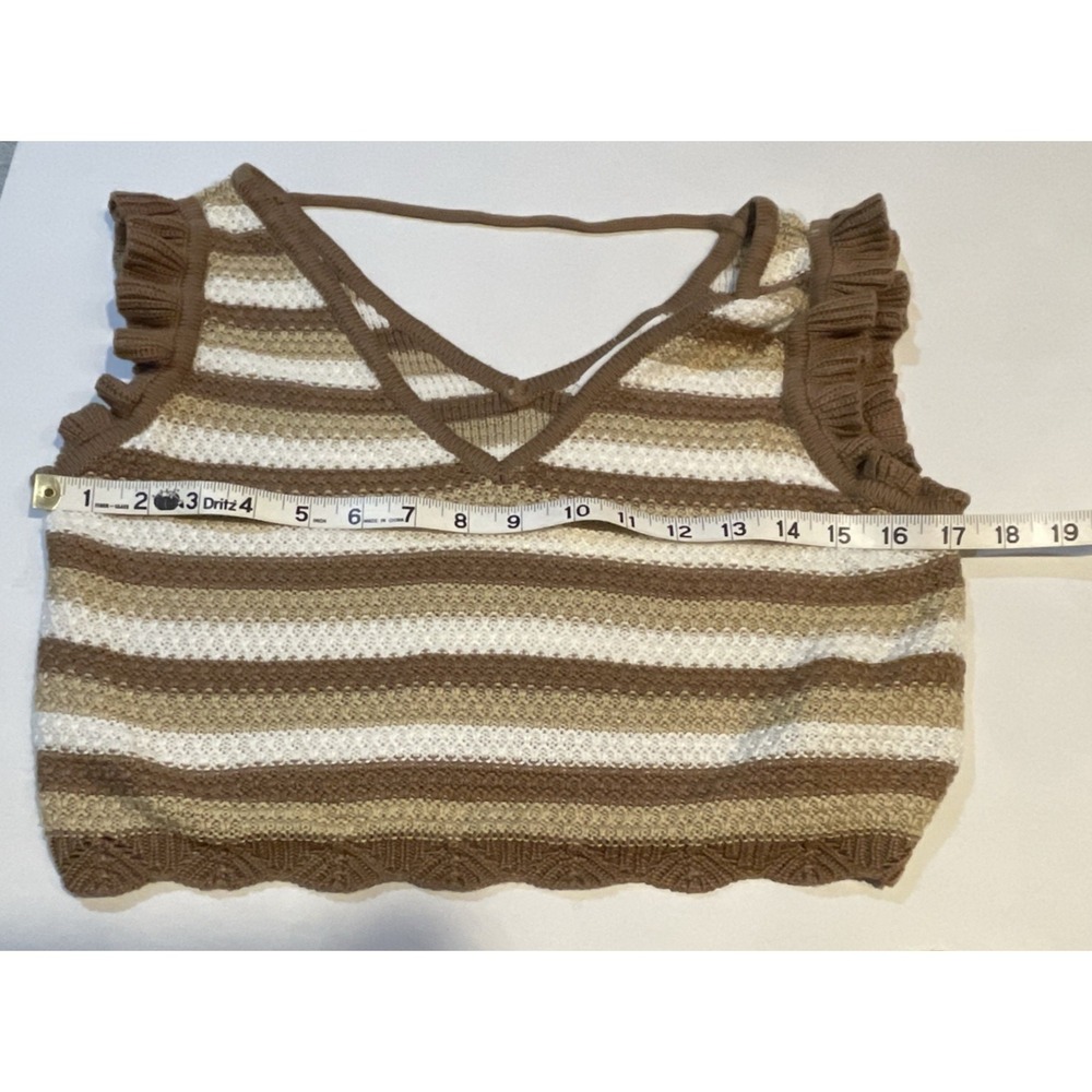 Women's 2-piece Outfit Madden NYC Size L/XL Crochet Striped Sleeveless Y2K Boho - Picture 7 of 12
